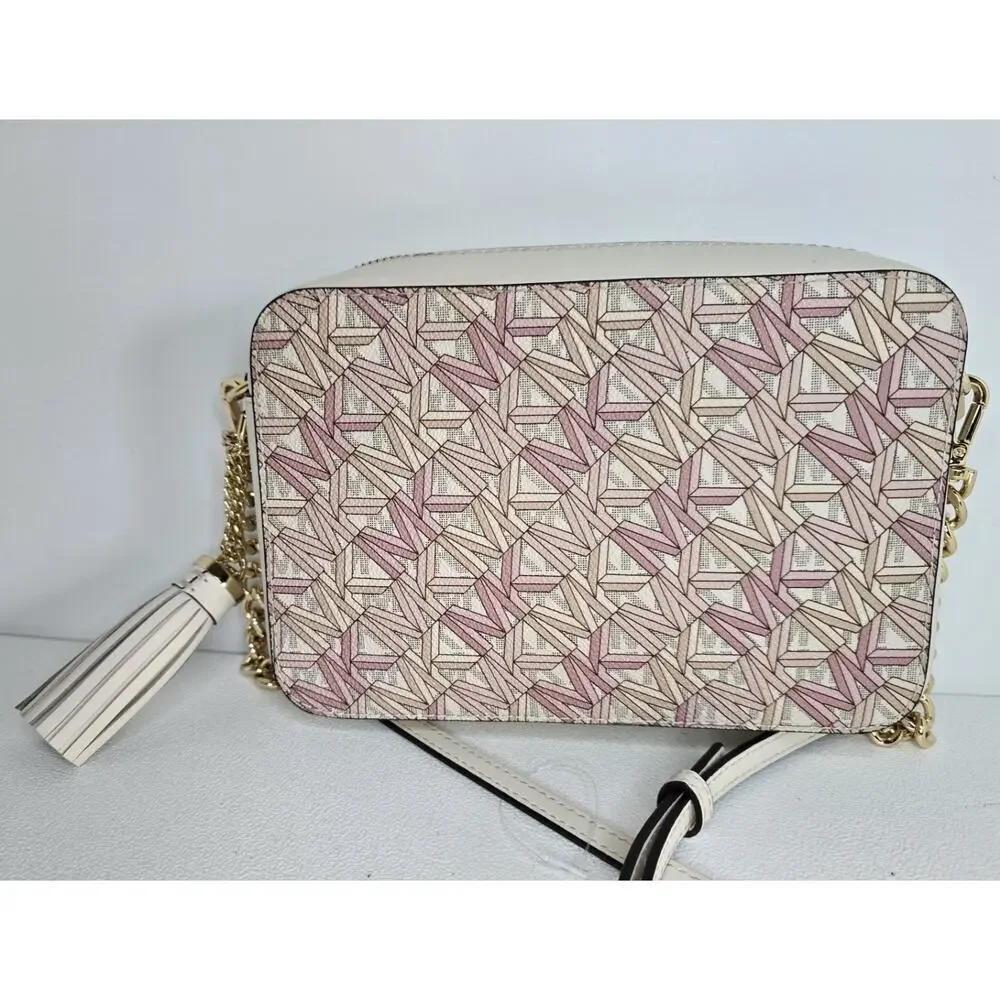 Michael Kors Jet Set Medium Logo Smokey Rose Multi Camera Crossbody Bag - New